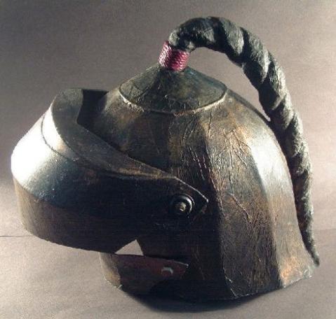 Side view of the new Helmet of Justice (Series 7-8) from Knightmare.