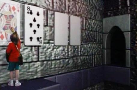 Knightmare Series 7 Team 3. Alex selects the wrong card towards the end of the 'Play Your Cards Right' puzzle.