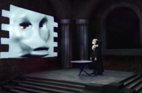 Knightmare Series 7 Team 3. Lord Fear stands in frustration as the Brollachan looks on through the wall.