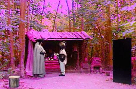 Knightmare Series 7 Team 4. Naila meets Rothberry at his stall in a forest clearing.
