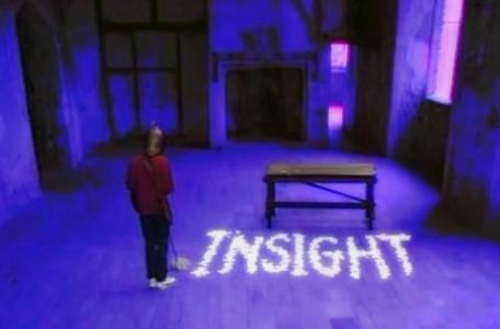 Knightmare Series 7 Team 5. Ben mops the floor to reveal the word 'Insight'.