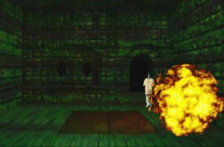 Knightmare Series 8 Team 4. Michael is engulfed by a fireball as he attempts to take the door from the trapdoor room.