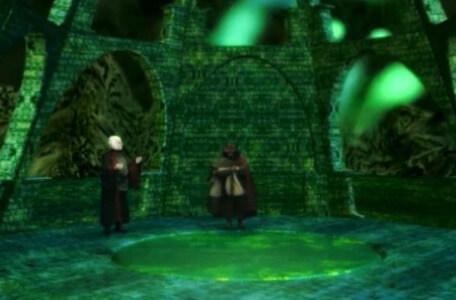 Knightmare Series 8 Team 5. Lord Fear gives Sly Hands a monk's habit to wear.